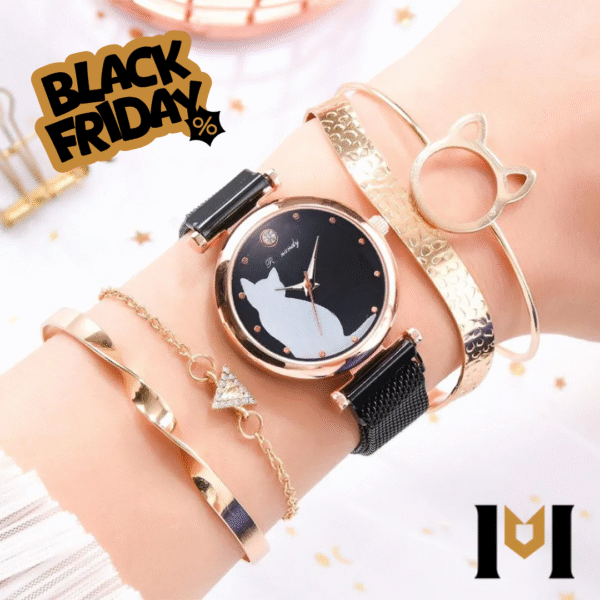 Relógio Feminino Luxury Cristal Cat