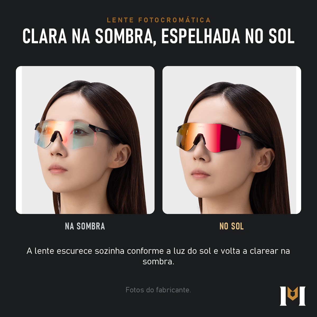 Lente do Cristal clara na sombra e espelhada no sol