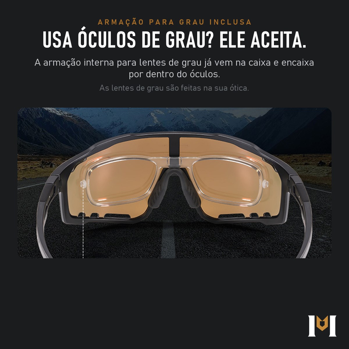 Armação interna para lentes de grau inclusa no Escudo