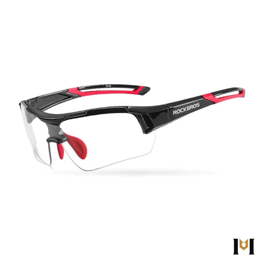 Óculos de sol esportivo Pedal fotocromático, preto e vermelho